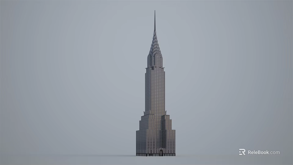 Modern Office Building With Glass Facade And Tall Spire Architectural Design 3d model