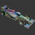 White Light Blue Formula 1 Race Car with Petronas Sponsorship Aerodynamic Design