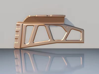 Gold Metal Flat Door With Geometric Panel Design And Reflective Surface 3d model