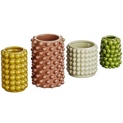 Colorful Ceramic Vessels with Bumpy Sphere Design for Modern Home Decor 3d model
