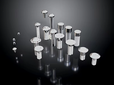 Modern Silver Lighting Fixture Set With Various Sizes And Reflective Design 3d model