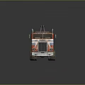 Vintage Red Tow Truck With Blue And White Stripes And Crane Design
