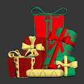 Colorful Gift Boxes With Red Green And Gold Bows And Ribbons