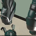 Green And Black Golf Club Bags With Clubs Leaning Against Wall On Light Floor