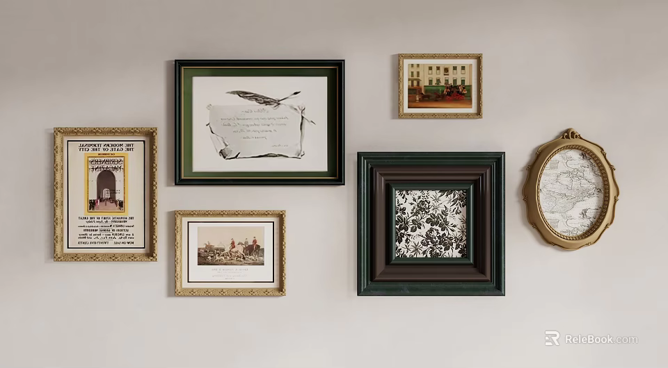 Various Framed Artworks In Mixed Styles For Decorative Wall 3d model 