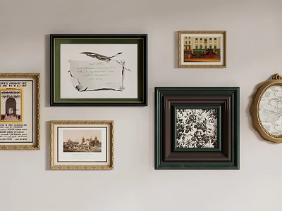 Various Framed Artworks In Mixed Styles For Decorative Wall 3d model