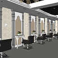 Elegant Beauty Salon Interior With Picture Frames Deer Silhouette Tree Patterns Marble Reception Counter And Chandelier