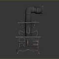 Vintage Black Cast Iron Kitchen Stove With Chimney And Classic Design