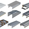 Various Metal Architectural Structures Including Roof Frames And Platform Models 3d model