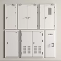 Fire Safety Equipment With White Fire Doors And Multiple Emergency Cabinets 3d model