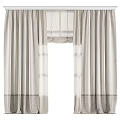 Light Gray Curtain With Linen Texture And Decorative Bottom Hem Design 3d model