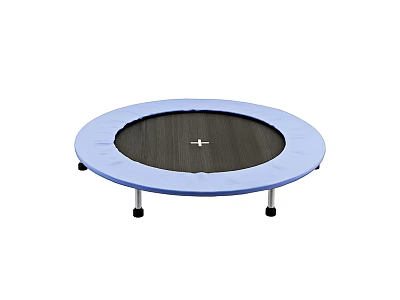 Round Outdoor Fitness Trampoline With Blue Frame Black Jumping Mat And Stable Legs 3d model