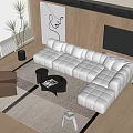 Modern Living Room Interior With Sofa Coffee Table Set Accent Chair And Area Rug