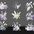 Elegant Floral Arrangement Design With Purple White Flowers And Various Styles