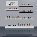 Modern Hinged Door Shoe Storage Cabinet With Colorful Shoes On Shelves