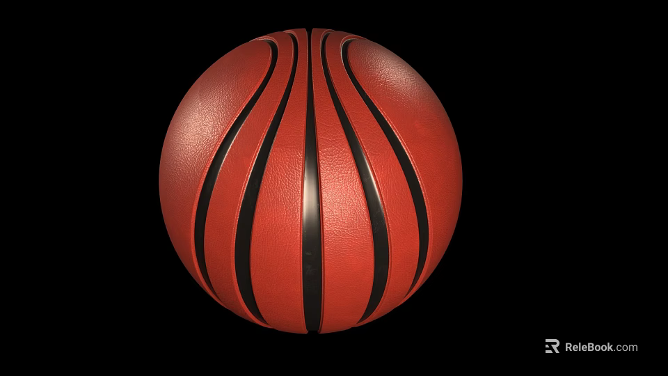 Red Basketball With Black Stripes For Sports And Daily Recreational Use 3d model 