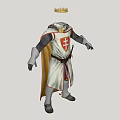 Game And Movie Character Wearing Golden Crown White Robe With Red Cross And Outstretched Arms