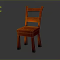 Red Wooden Leisure Chair With Simple Design Backrest And Seat Cushion