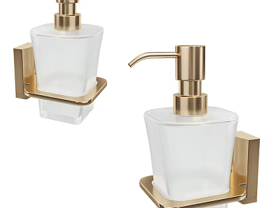 Modern Bathroom Accessories Wall Mounted Glass Soap Dispensers With Gold Metal Holders 3d model