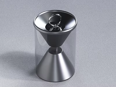 Modern Metallic Decorative Ornament Set With Transparent Cylindrical Design And Ring Accent 3d model