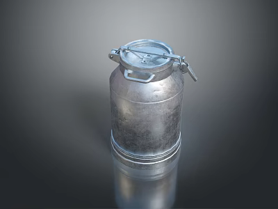 Shiny Silver Metallic Canister With Secure Lid Handle And Reflective Surface 3d model