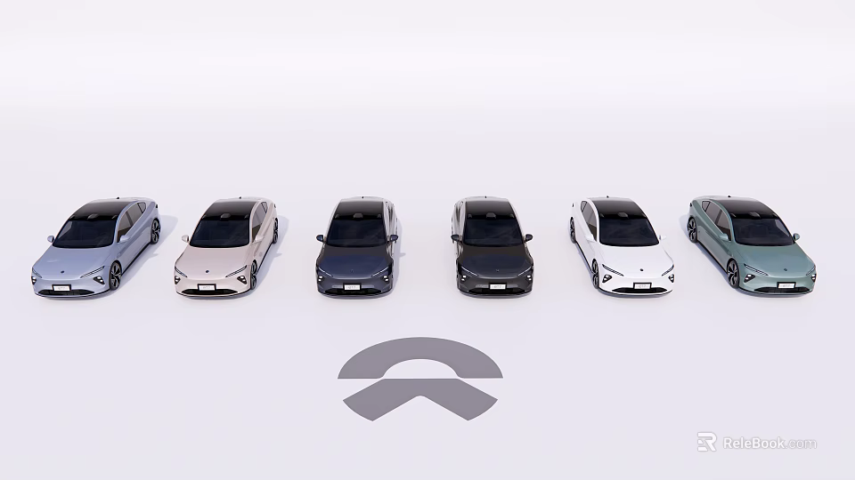Six Various Colored Cars Arranged Side By Side With Brand Logo In Front 3d model 