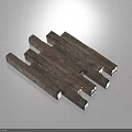 Vintage Rustic Wooden Structural Components Stacked With Natural Textured Timber Planks 3d model