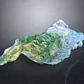 3D Terrain Model Showcasing Natural Landscape Features With Green Vegetation And Blue Water