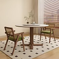 Middle Ancient French Round Table Casual Table and Chair 3d model