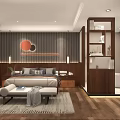 Hotel Guest Room Interior With Large Flat Screen TV Sofa Coffee Tables And Decorative Painting