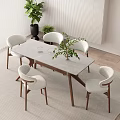 Dining table chair rock plate dining table dining table combination 3d model