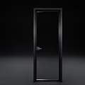 Modern Black Hinged Door with Glass Panel Silver Handle and Contemporary Style