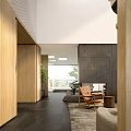 Modern Entryway Hallway With Wooden Elements Natural Light And Green Plant