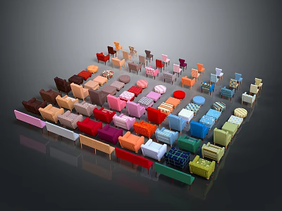 Various Colorful Sofas Collection With Different Styles And Modern Designs 3d model