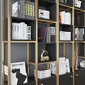 Modern Multi Layered Bookcase With Open Shelves Closed Cabinets Books And Decorative Sculptures