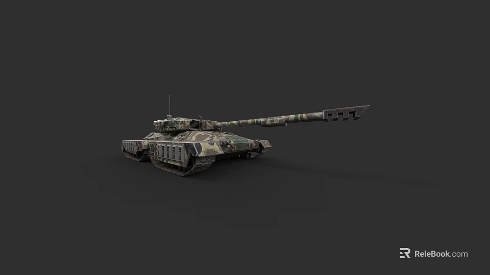 Military Weapon 3D Model Tank With Camouflage Design And Long Barrel Track System 3d model 