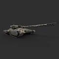Military Weapon 3D Model Tank With Camouflage Design And Long Barrel Track System
