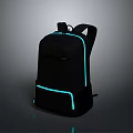 Stylish Black Backpack with Blue Glowing Lines and Modern Design for Daily Use