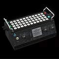 Black Industrial Computer Control Panel with Keyboard Knobs and Label for Professional Use
