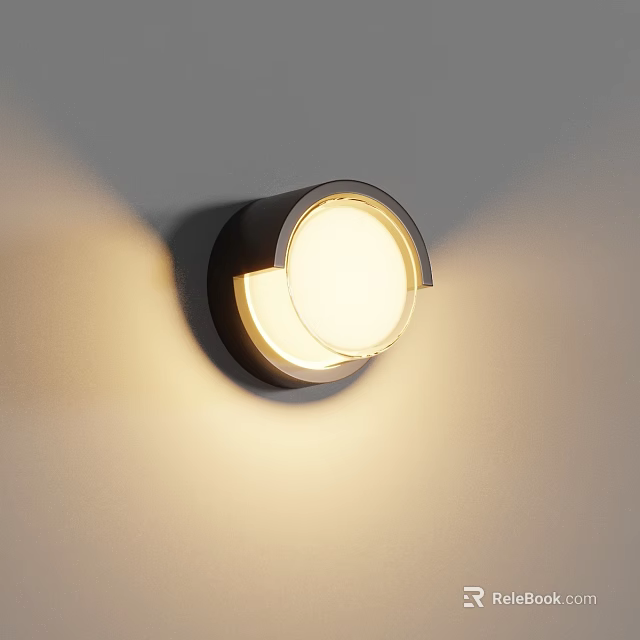 Modern Round Outdoor Wall Light With Warm Illumination For Garden Spaces 3d model 