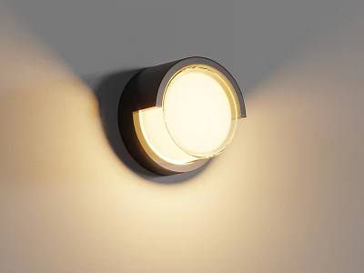 Modern Round Outdoor Wall Light With Warm Illumination For Garden Spaces 3d model