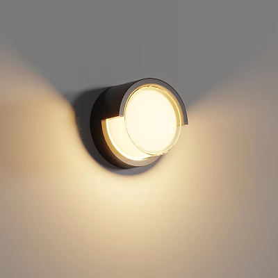 Modern Round Outdoor Wall Light With Warm Illumination For Garden Spaces 3d model