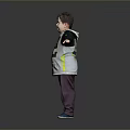 Child Standing With Arms Outstretched In Grey Black LYNX Number 2 Sweatshirt