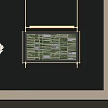 Black Background Wall Featuring Green White Striped Painting Brown Vase And Wooden Decoration