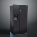 Black French Door Refrigerator With Water Dispenser And Modern Sleek Design