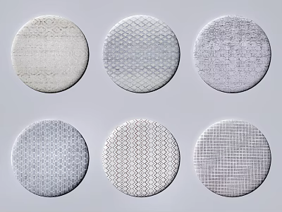 Light Colored Round Rugs With Different Textured And Geometric Patterns For Home Decor 3d model