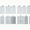 Various Interior Door Designs Featuring Glass Panels Single And Double Leaf Styles 3d model