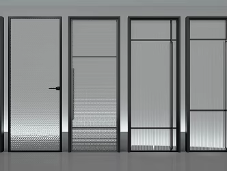 Modern glass door sliding door combination 3d model