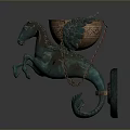 Bronze Style Lighting Combination With Winged Horse Design Chain Details And Wheel Accents