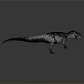 Realistic Dinosaur 3D Model With Gray Black Stripes Open Mouth Standing On Gray Background